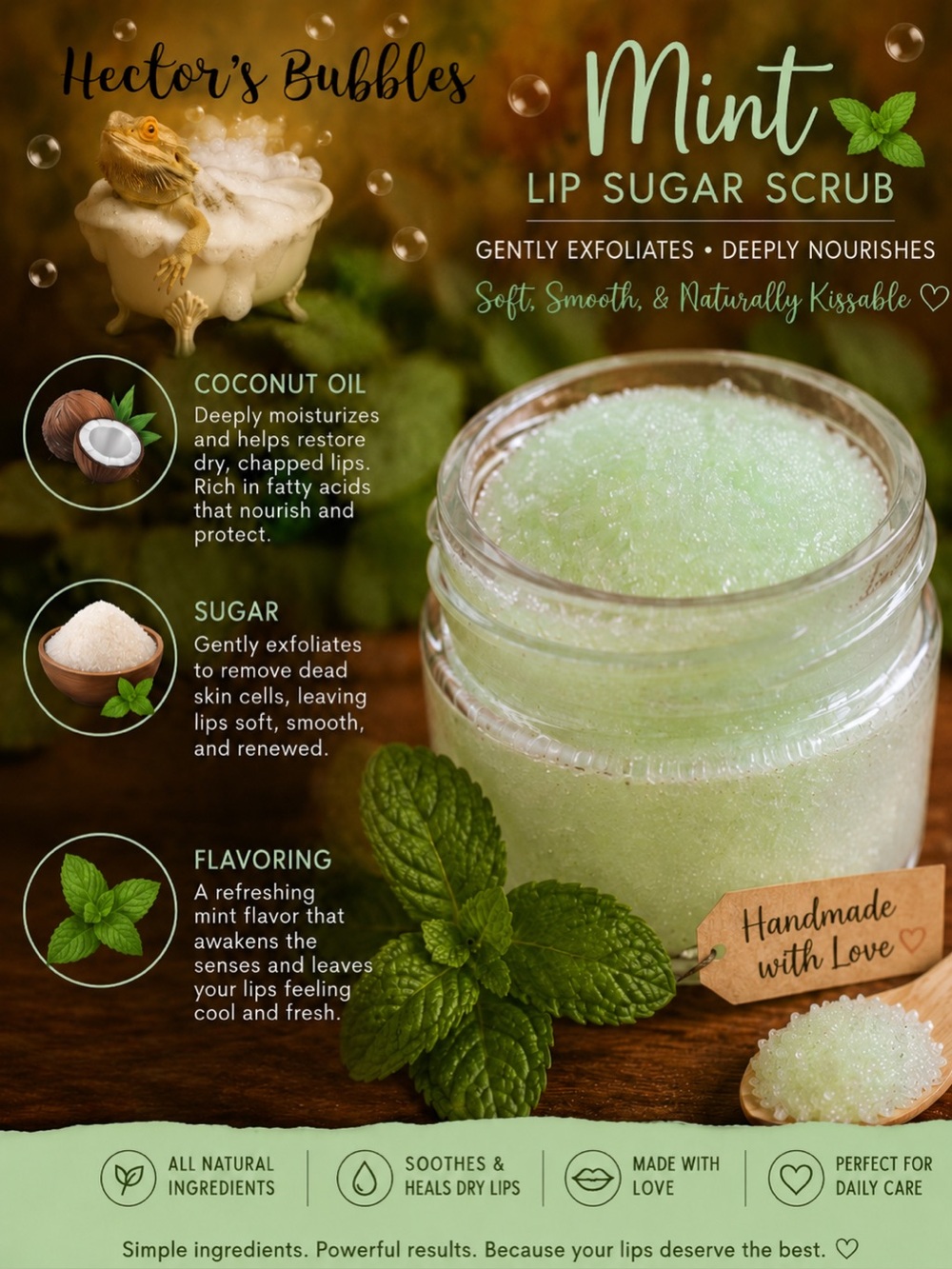 Mint Lip Scrub, Handcrafted